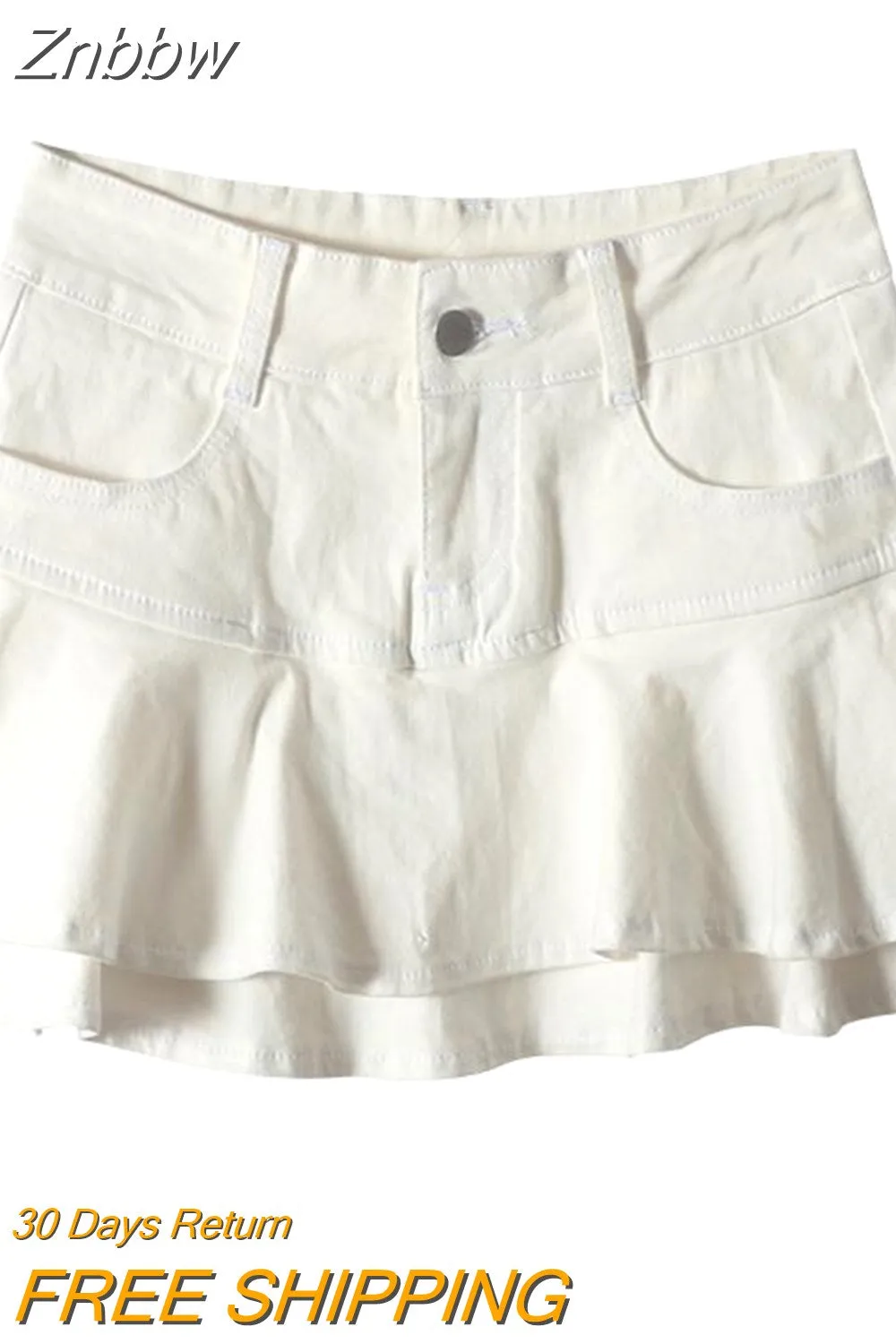 Znbbw women's skirts gothic low waist white patchwork A-line skirt aesthetic outfit punk retro harajuku street style mini skirt - Image 2