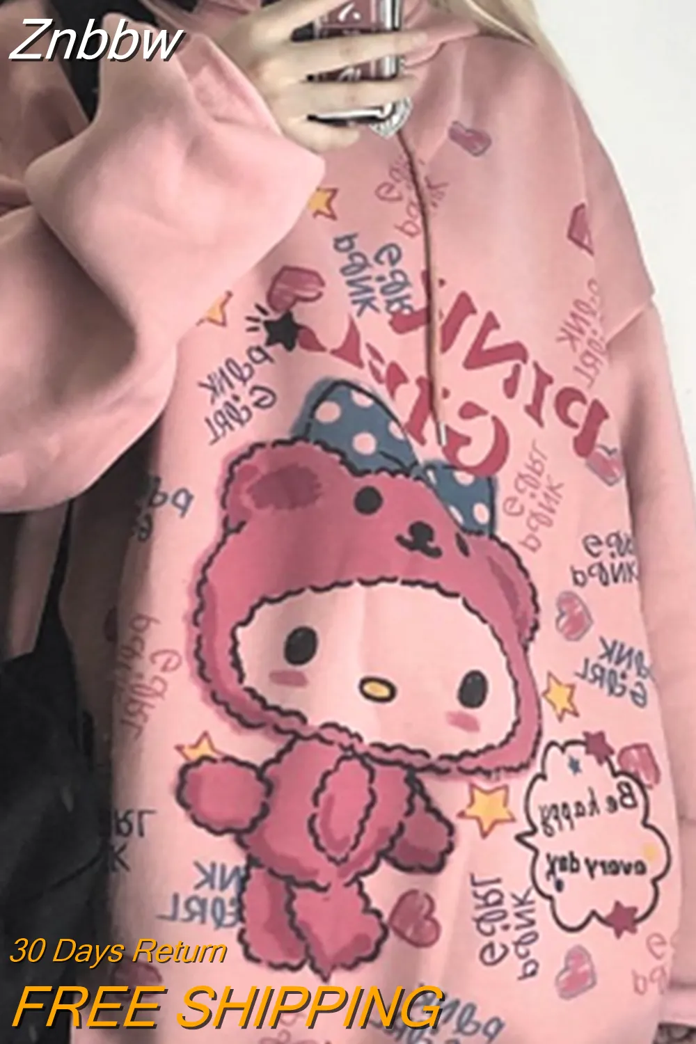 Znbbw Anime Winter Women Cute Cartoon Long Sleeve Casual Hoodie Oversized Harajuku Tops Fashion Pullover Hoodie Sweatshirt - Image 4