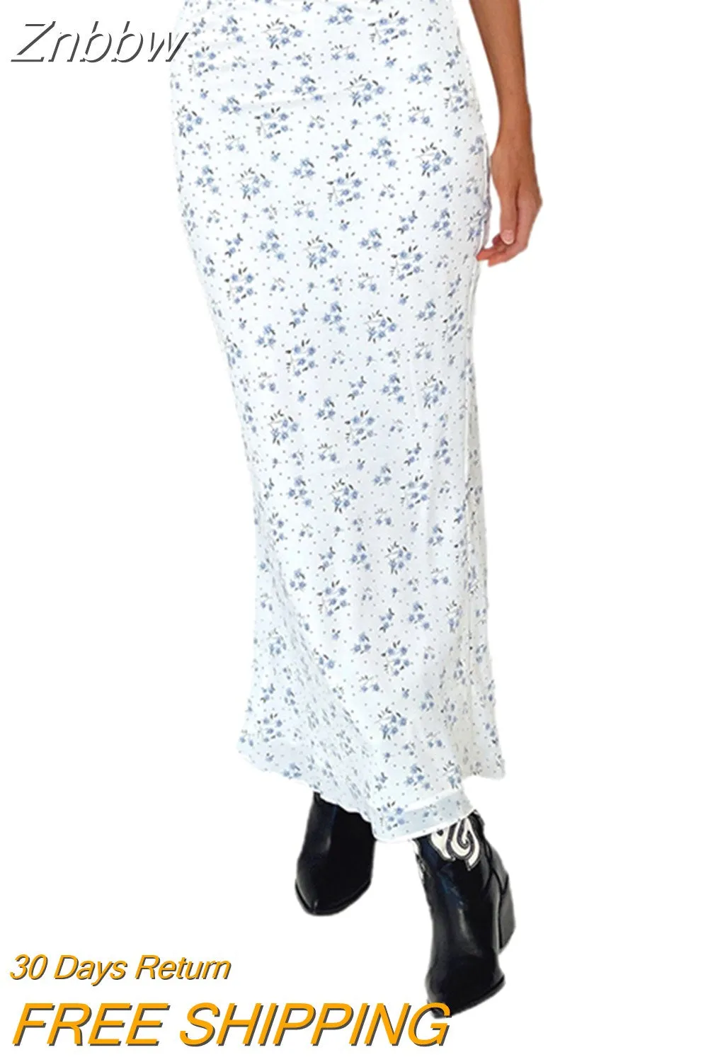 Znbbw Women Y2K Vintage Floral Printed Midi Skirt 90s E-Girl Grunge A Line Layered Mesh High Waist Long Skirt Streetwear - Image 7