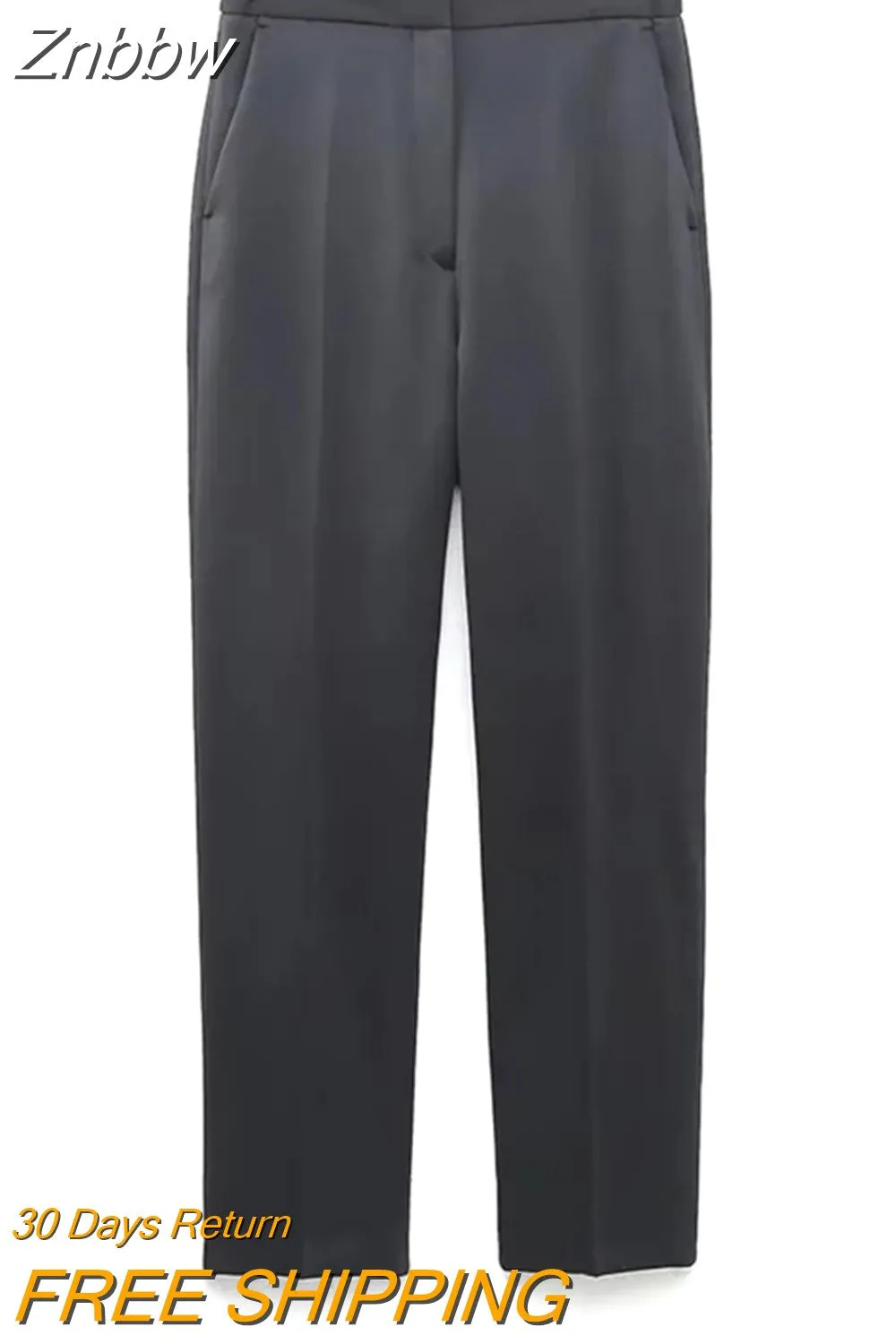 Znbbw 2023 Woman 2 Pieces Vest Sets Single Breasteed Filp Over Underwear Vest + Split Straight Trousers Causal Women Suits - Image 2