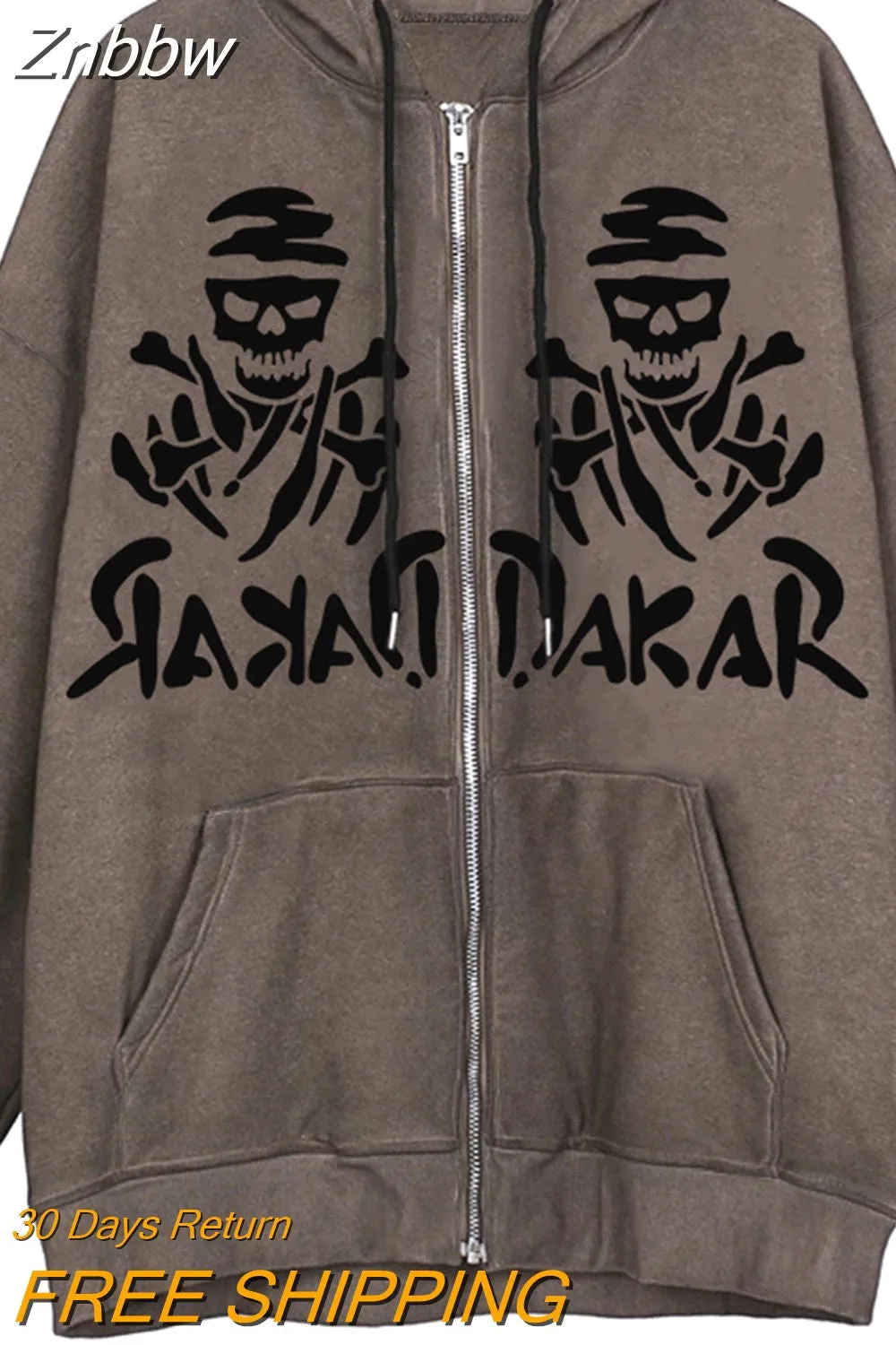 Znbbw Women Hip Hop Streetwear Hoodies Goth Angel Dark Print Zipper Jacket Coat Harajuku Y2K Hooded Top Clothes Men Women Punk Outwear - Image 6