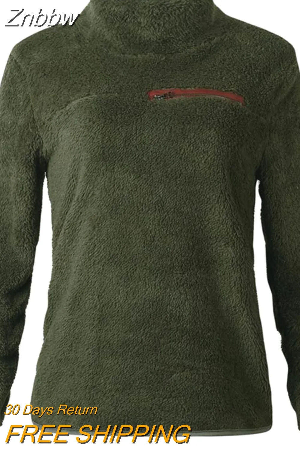 Znbbw Women Sweatshirts Autumn Winter Top Long Sleeve Plush Warm Pullover Tunic Female Pink Ladies Clothing Zipper Streetwear - Image 6