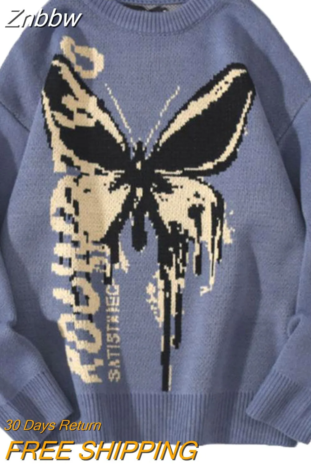 Znbbw Women Sweaters Harajuku 2023 Autumn Winter Hip Hop Knitwear Mens Loose Tops Butterfly Streetwear O Neck Casual Pullover Sweater - Image 6