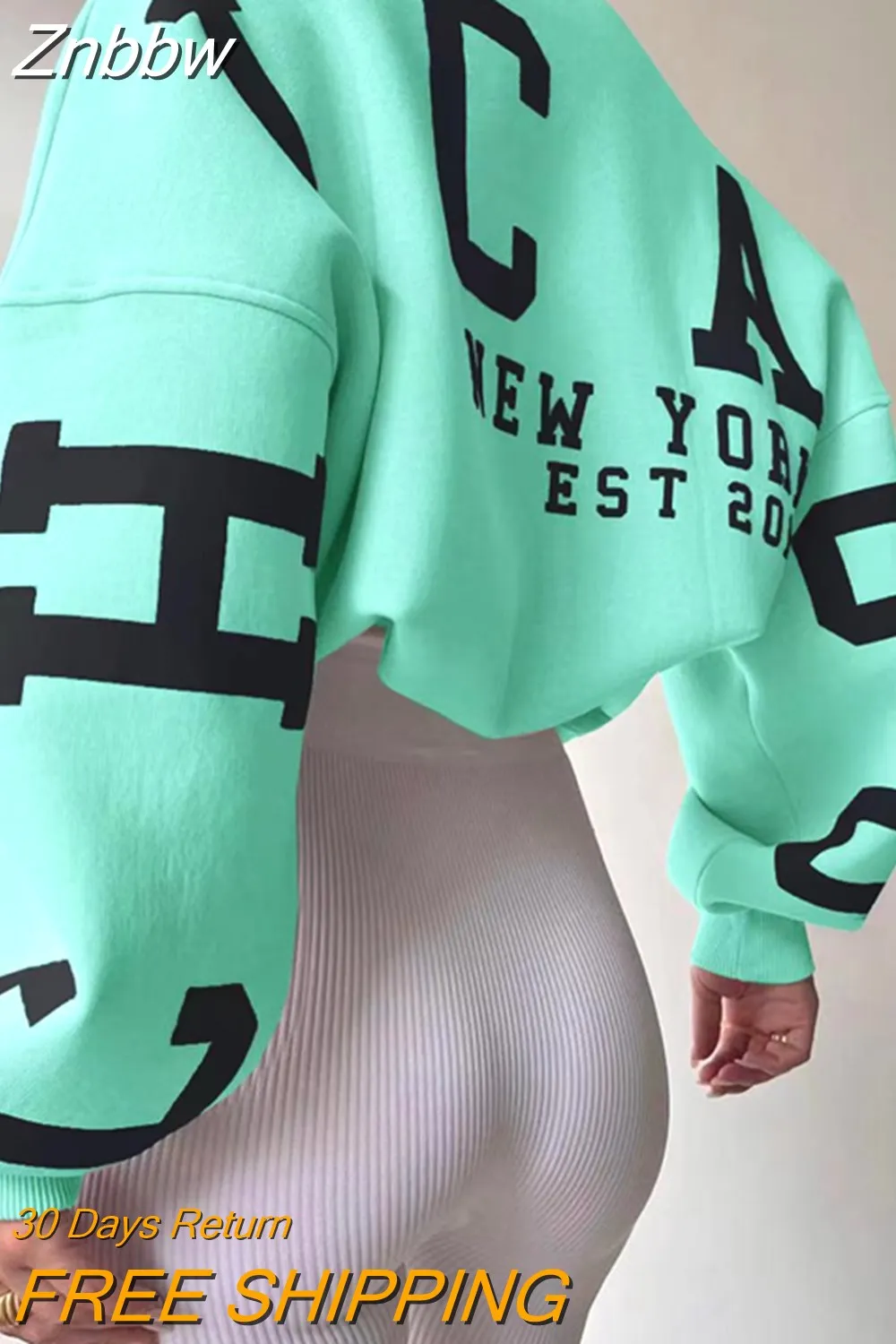 Znbbw Autumn Winter Fleece Sweatshirts Streetwear Y2K Harajuku Loose Long Sleeve Pullover Casual Letter Print O Neck Thick Top - Image 14