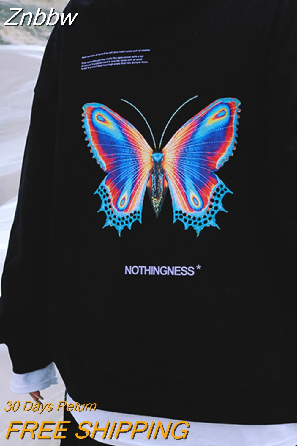 Znbbw Women Hip Hop Hoodies Sweatshirts butterfly Print Gothic Long Sleeve Zip Hoodie Y2k jacket women hoodies Korean Punk Pullover