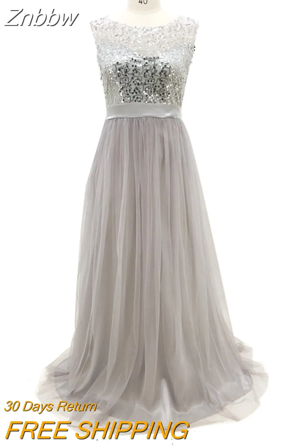 Znbbw Women Long Dress Formal Prom Party Sleeveless Round Neck Dresses Fashion New Ladies Ball Gown Dresses - Image 8