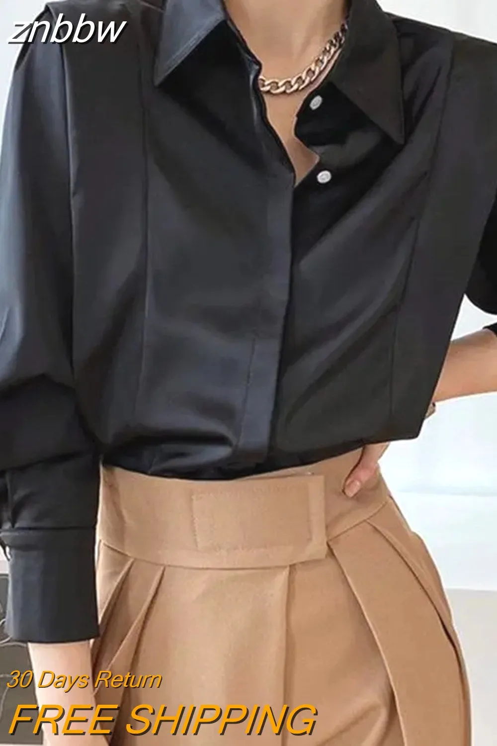 znbbw 2023 Summer Elegant Long Sleeve Solid Work Shirt Women Office Lady Button Up White Shirt Blouse Casual Female Clothes - Image 2