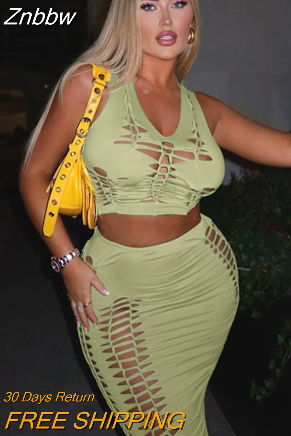 Znbbw Women Fashion Crop Tank Tops Long Skirts Two Piece Matching Sets Outfit 2023 Summer Clothes Wholesale Items For Business