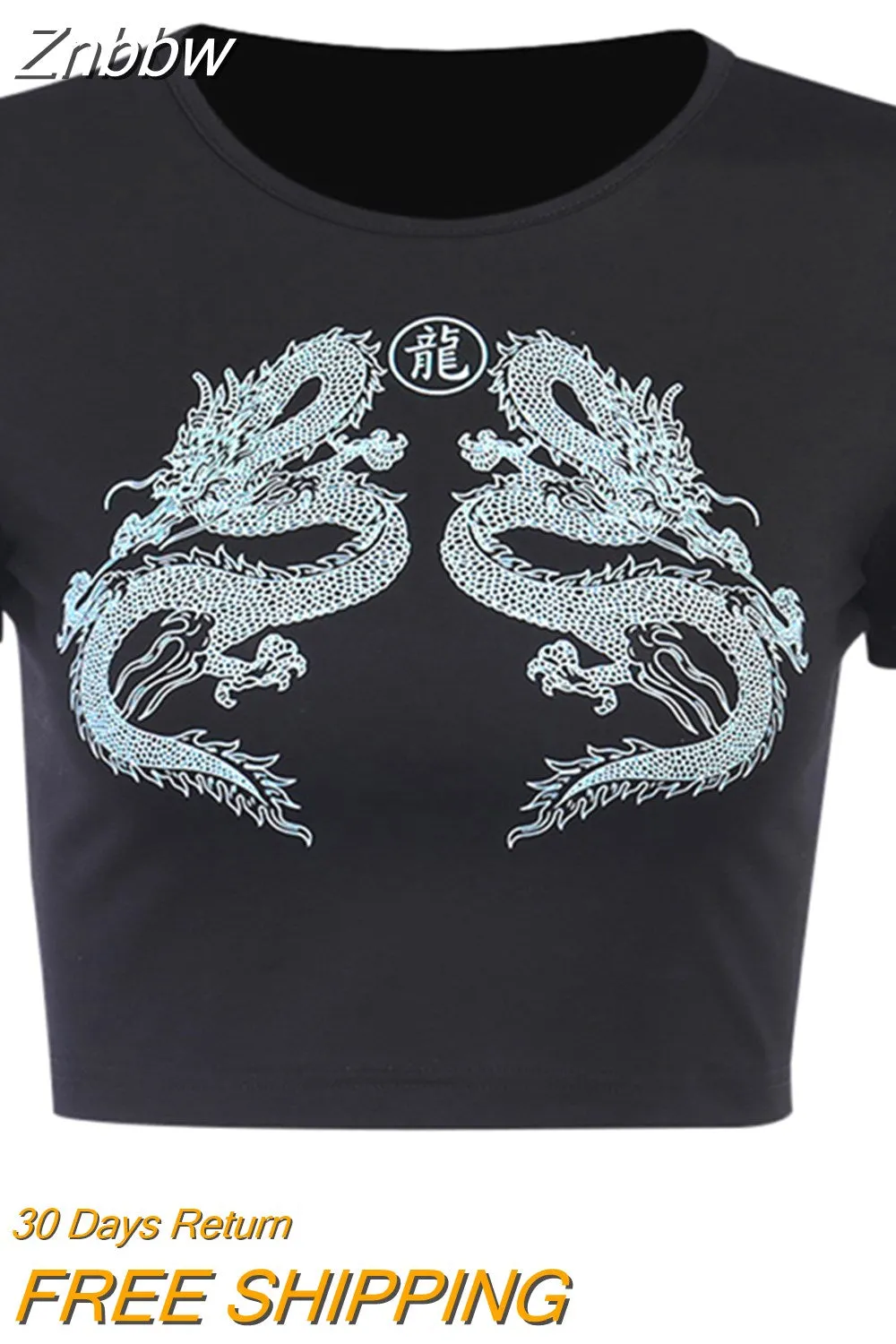 Znbbw Women Teen Girls Gothic Graphic Print Crop Tops T Shirts O-Neck Short Sleeve E-Girl Aesthetic Kawaii Crop Tees Tops Streetwear - Image 12