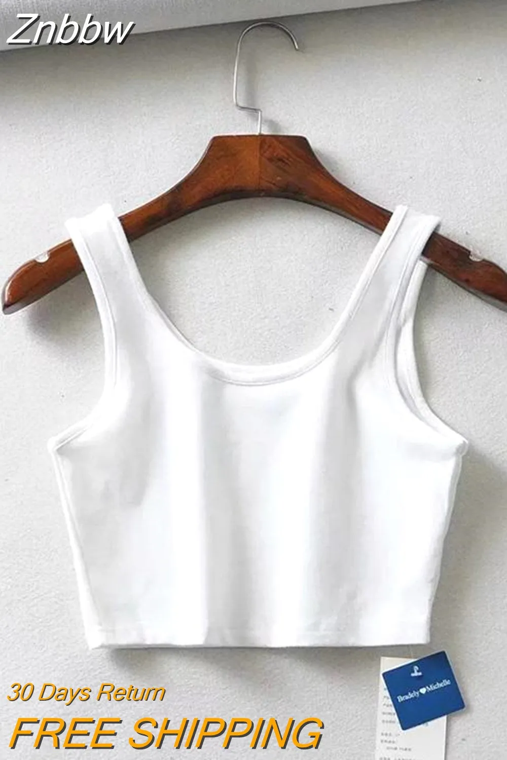 Znbbw women summer crop tops sleeveless short cotton u collar knitted bar - Image 8