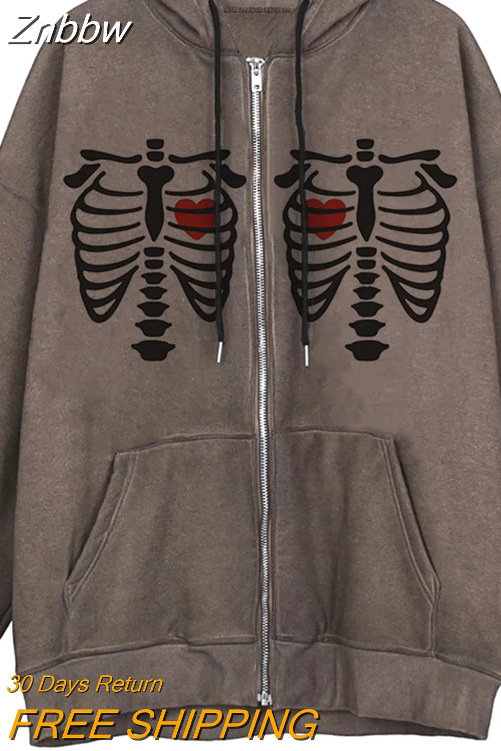 Znbbw Women Hip Hop Streetwear Hoodies Goth Angel Dark Print Zipper Jacket Coat Harajuku Y2K Hooded Top Clothes Men Women Punk Outwear - Image 10