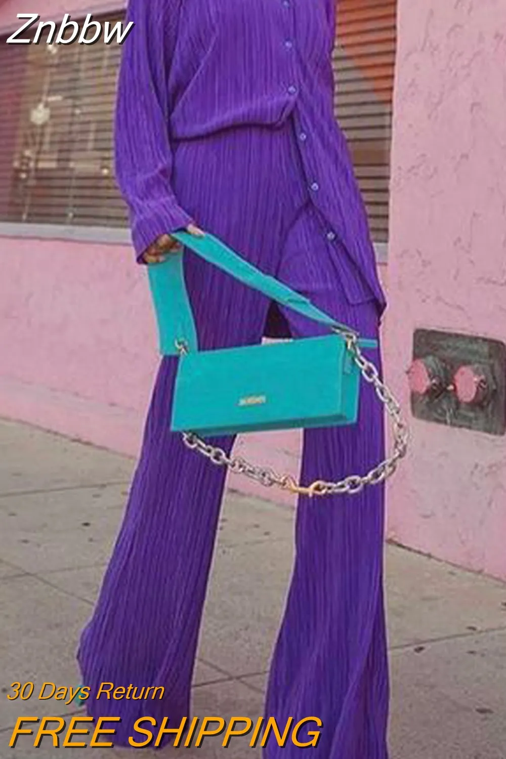 Znbbw Women Pleated Two Piece Sets Loose Wide Leg Trousers With Long Sleeve Blouses Elegant Casual Office Lady Home Suit Outfits Sets - Image 17