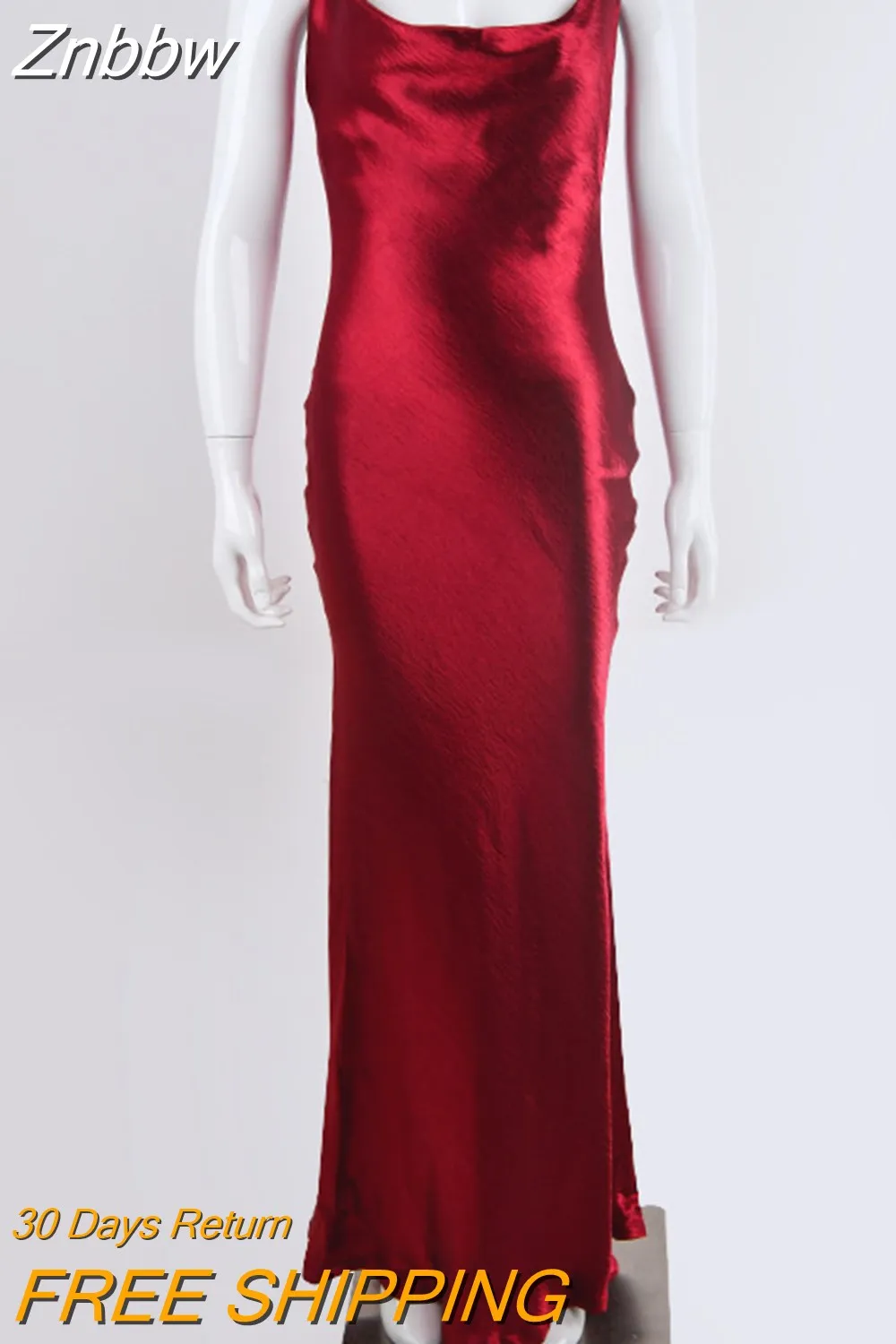 Znbbw Elegant Satin Backless Maxi Dress For Women Gown Summer Spaghetti Strap Sleeveless Night Club Party Long Dress Vestido - Image 6