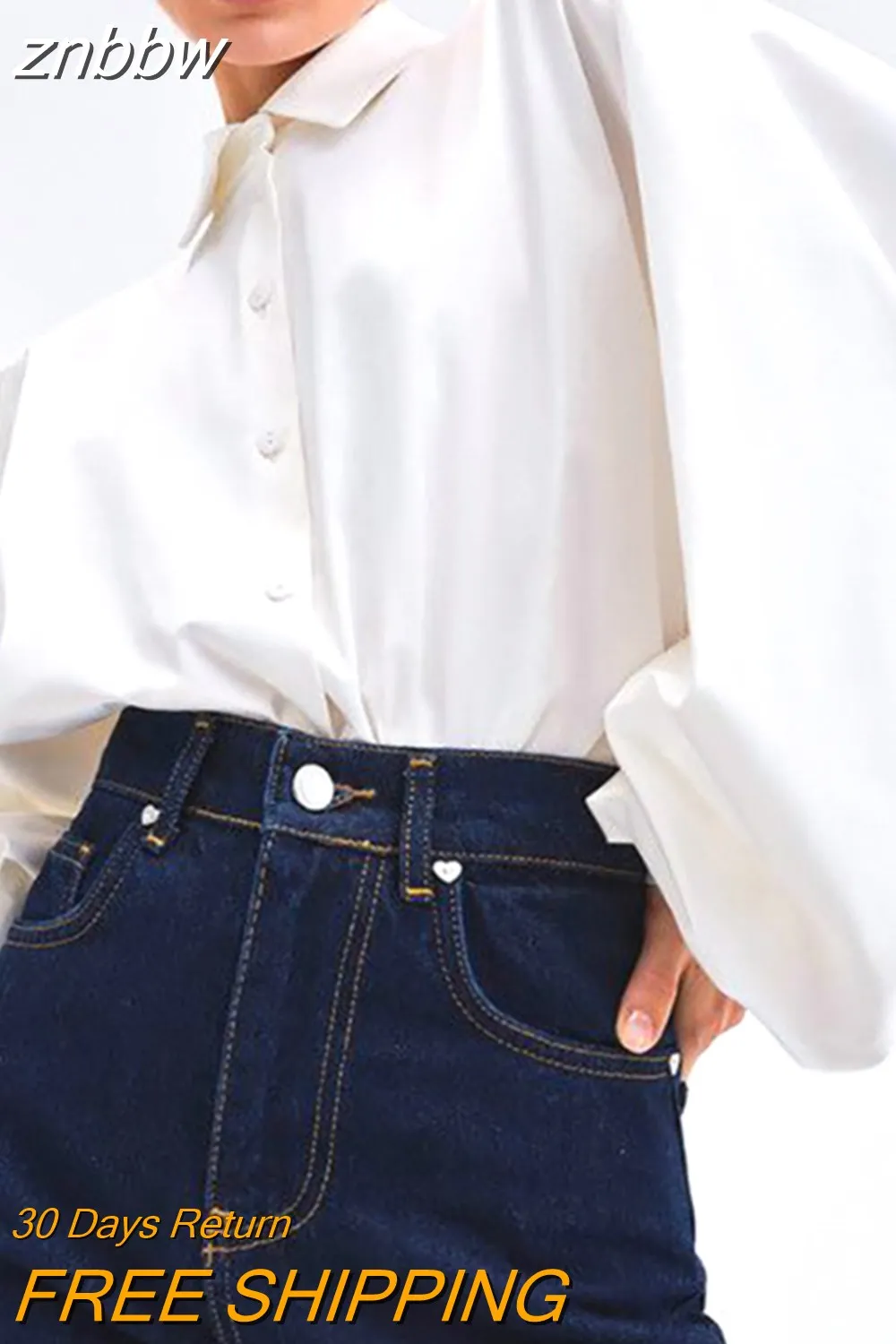 znbbw 2023 Spring Vintage Lantern Long Sleeve Women White Shirt Office Lady Button Up Solid Woman Tunic Blouse Female Clothing - Image 2