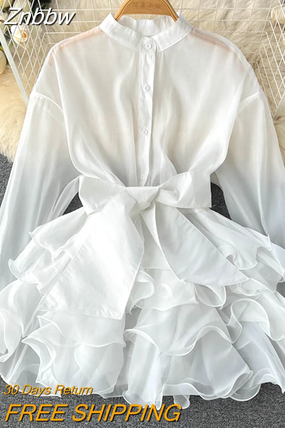 Znbbw Women Spring Autumn Winter Shirt Temperament Chiffon Chic New Style Ruffle Foreign Style Senior Design Bow Tie Small Shirt D2348 - Image 7