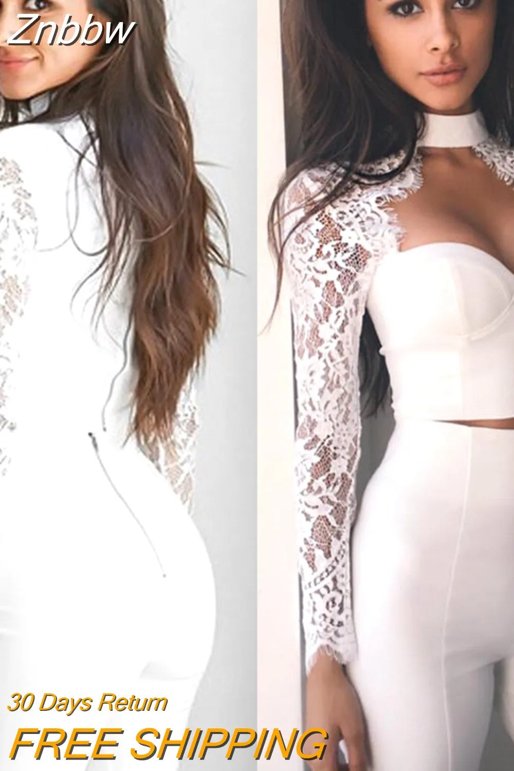 Znbbw Elegant Lace Crop Tops Women Long Sleeve Hollow Out Turtleneck Slim Skinny Club Party Fashion Vintage Short T Shirts Tee - Image 5