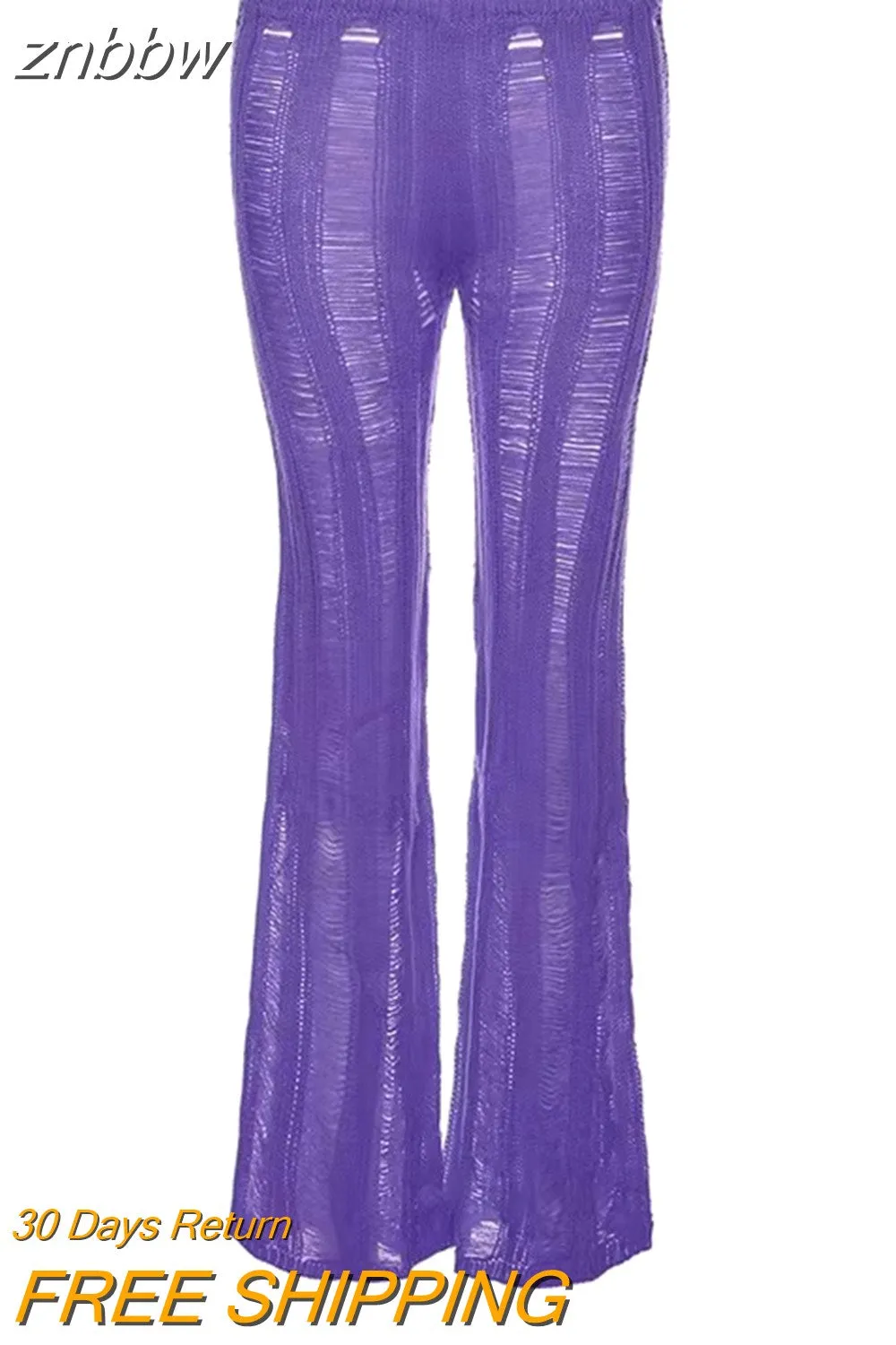 znbbw Sexy Hollow Out Knit Pant Outfits Women Summer Two Piece Sets Sleeveless Tank Tops + Long Pants See Through Beach Club - Image 10