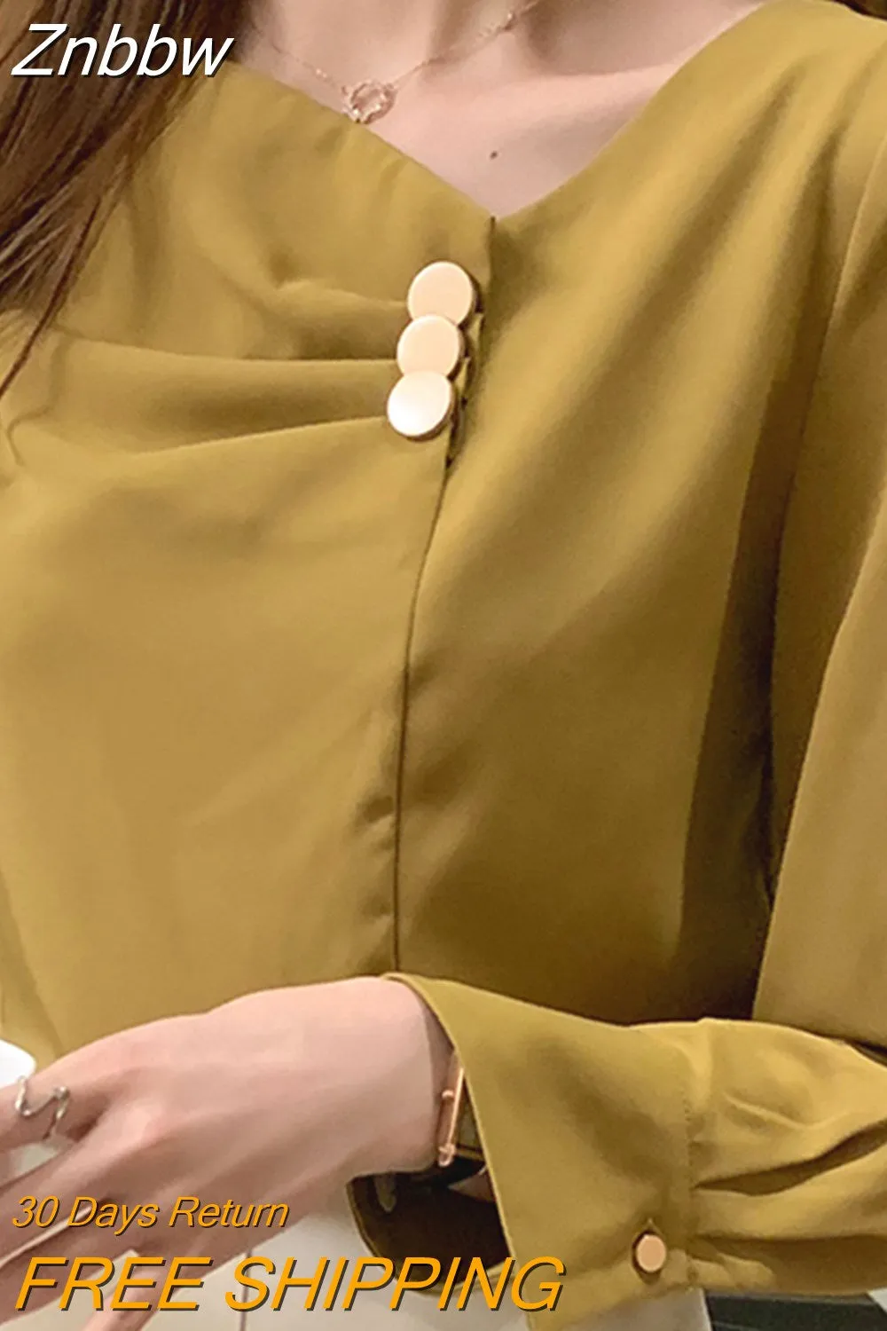 Znbbw Long Sleeve V-neck Chiffon Blouse Shirt Tops Blouse Women Blusas Mujer De Moda 2023 Tops Women Blouses Shirts Blusa D617