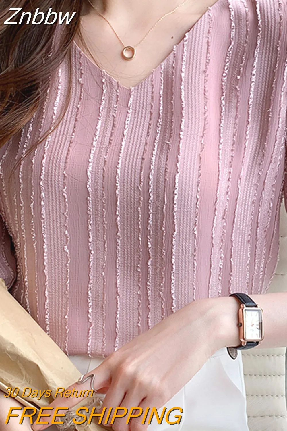 Znbbw Women Blouse Tops Short Sleeve V-Neck Chiffon Blouse Shirt Blouse Women Blusas Mujer De Moda 2023 Blouses Top Femme E952