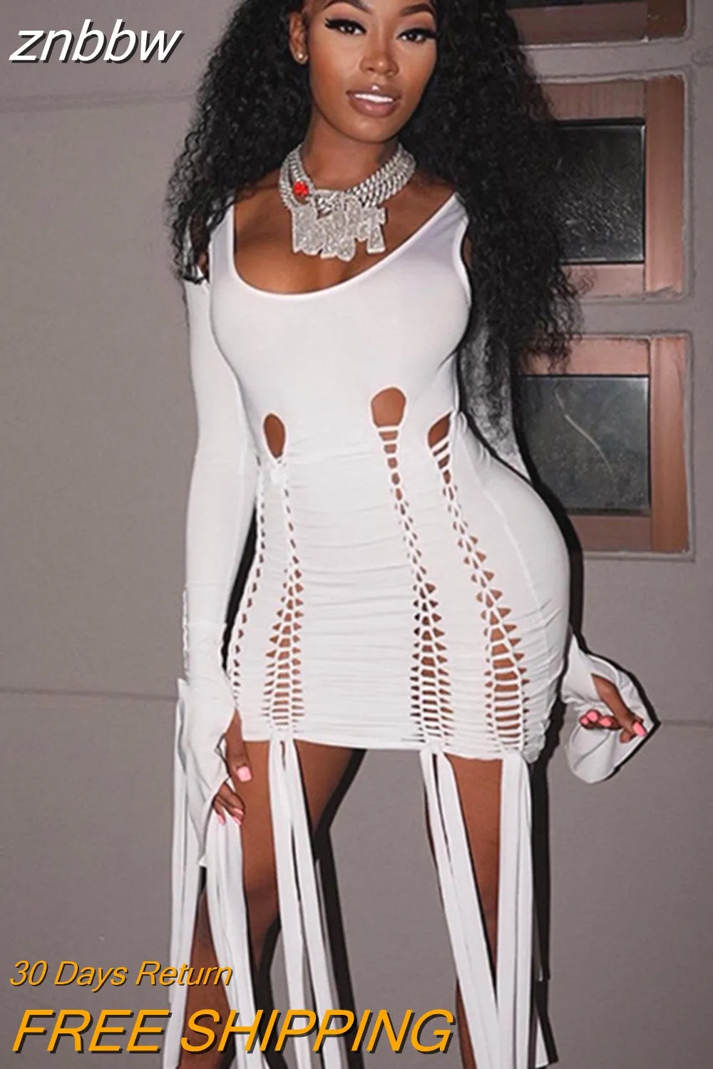 znbbw Fall Sexy Solid Hollow Out Tassel 2 Two Piece Sets Club Outfit For Women 2023 Long Sleeve Crop Top And Short Skirt Sets