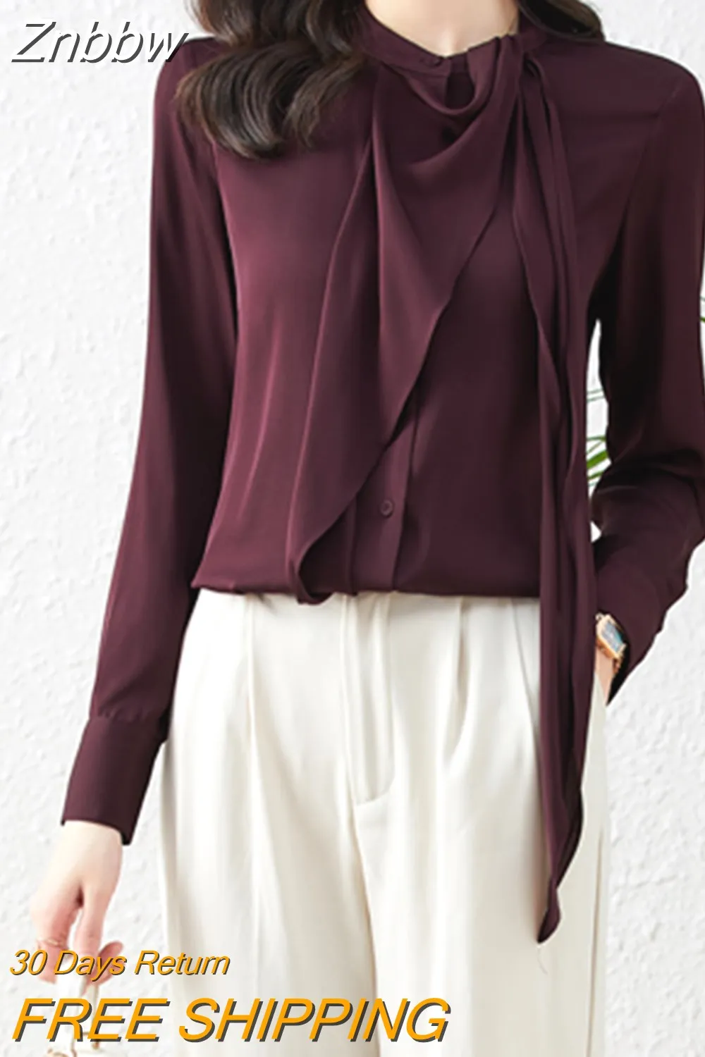 Znbbw Fashion Ruffles Long Sleeve Shirts Women Elegant Office Lady Satin Blouses Female Basic Tops Blusas Mujer De Moda 2023