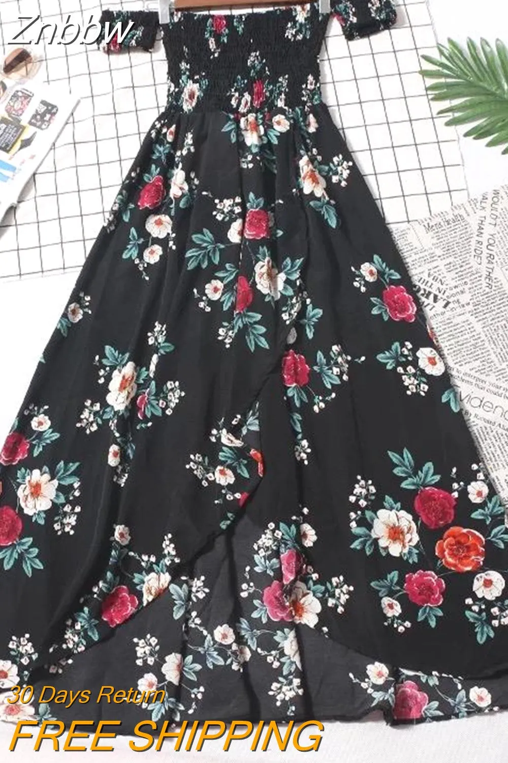 Znbbw Long Summer Boho Dresses for Women 2023 Causal Maxi Floral Dress Female Beach Vacation Holiday Outfits