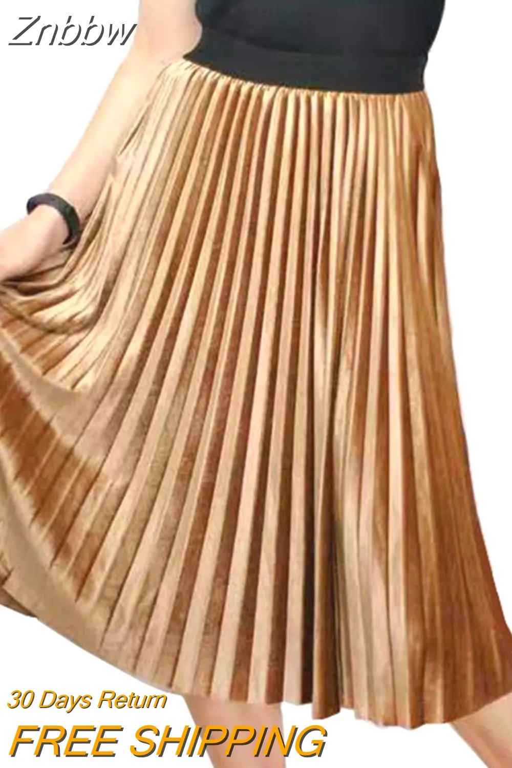 Znbbw Winter Autumn High Waist Skirt Skinny Female Velvet Skirt Long Pleated Skirts Women Korean Ladies Harajuku Vintage Skirt