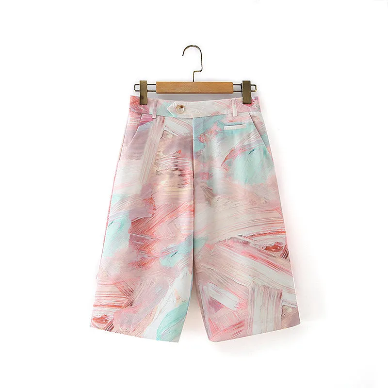 Znbbw New Double-Breasted Graffiti Personality Casual Suit Coat Graffiti Trousers Suit