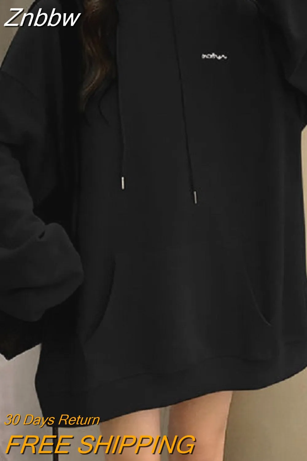 Znbbw Korean Fashion Black Oversize Hoodie Women Harajuku Thin Basic Solid Sweatshirts Long Sleeve Top Grey Pullover Clothing