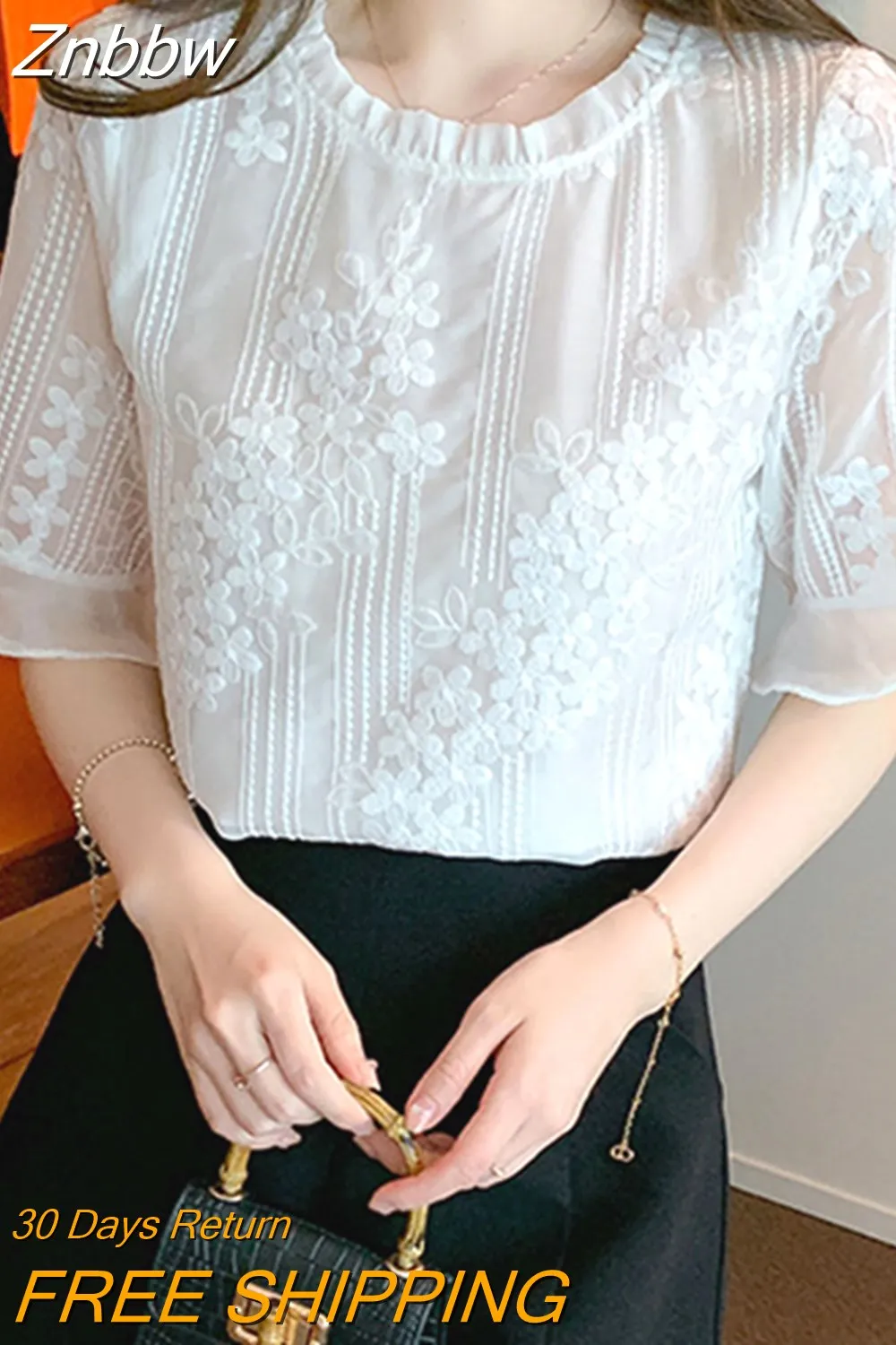Znbbw Short Sleeve Blouse Women Blusas Mujer De Moda 2023 Verano White Blouse Shirt Women Tops Blouses Femme Shirts Blusa F270