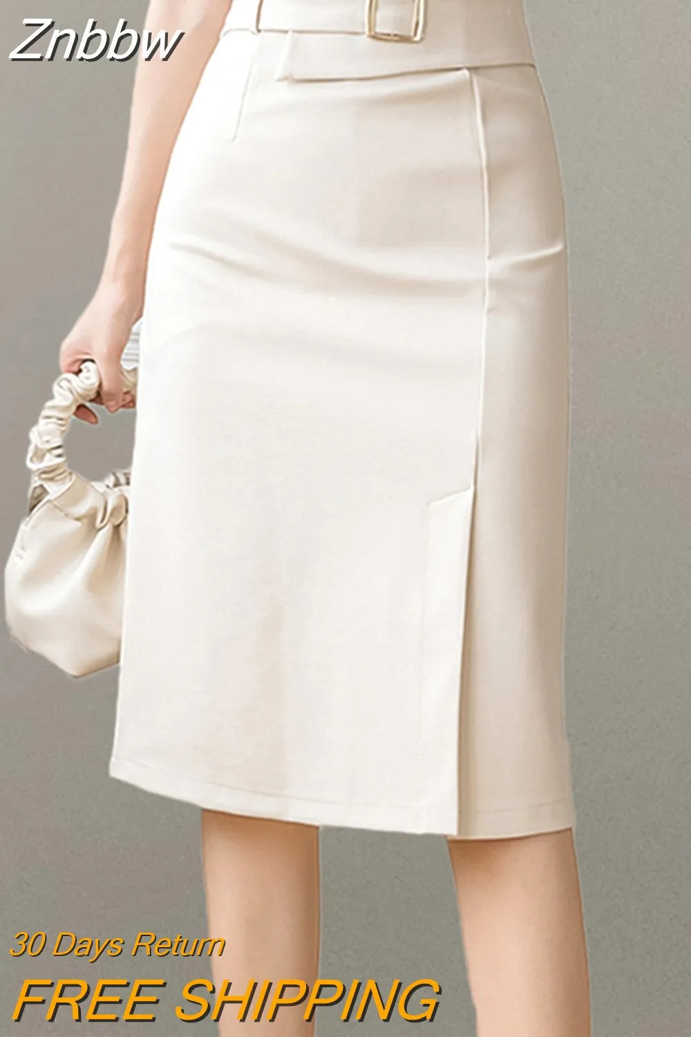 Znbbw Women Straight Skirts Vintage Korean Fashion Office Lady OL Style Stretch High Waist Wrap Hip Midi Skirts jupe femme 0410