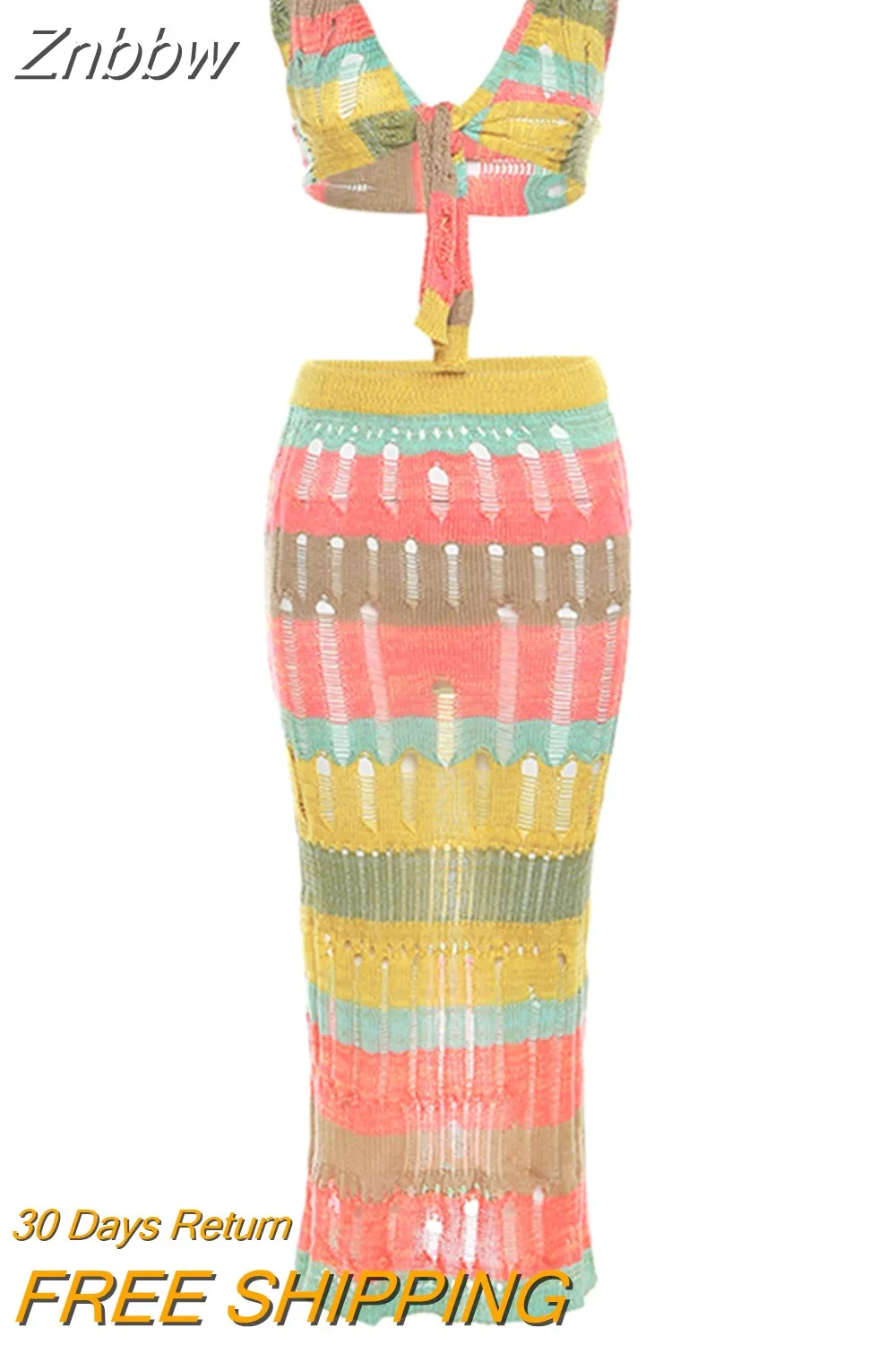 Znbbw 2 Piece Sets Vacation Outfits for Women 2023 Summer Sexy Lace Up Corset Top and Skirt Holiday Club Beachwear Ladies