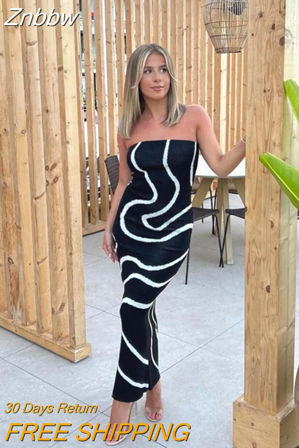 Znbbw Vintage Women Strapless Sleeveless Elegant Fairycore Long Dress Party Clubwear robe femme vestidos
