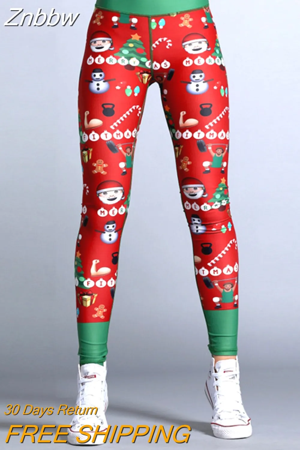 Znbbw Women Sexy Christmas Leggings High Waist Skinny Legging Fitness Ladies Printed Workout Leggings Stretch Trousers Pants