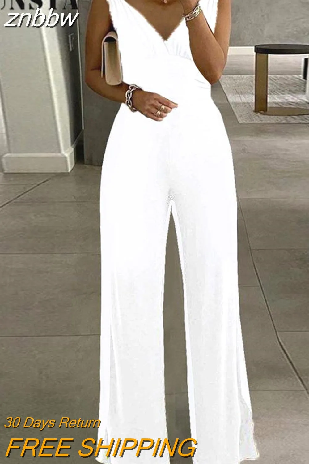 znbbw Sleeveless High Waist Business Jumpsuit 2023 Sexy Women Off Shoulder Solid Overalls Summer Elegant Wide Leg Pants Romper