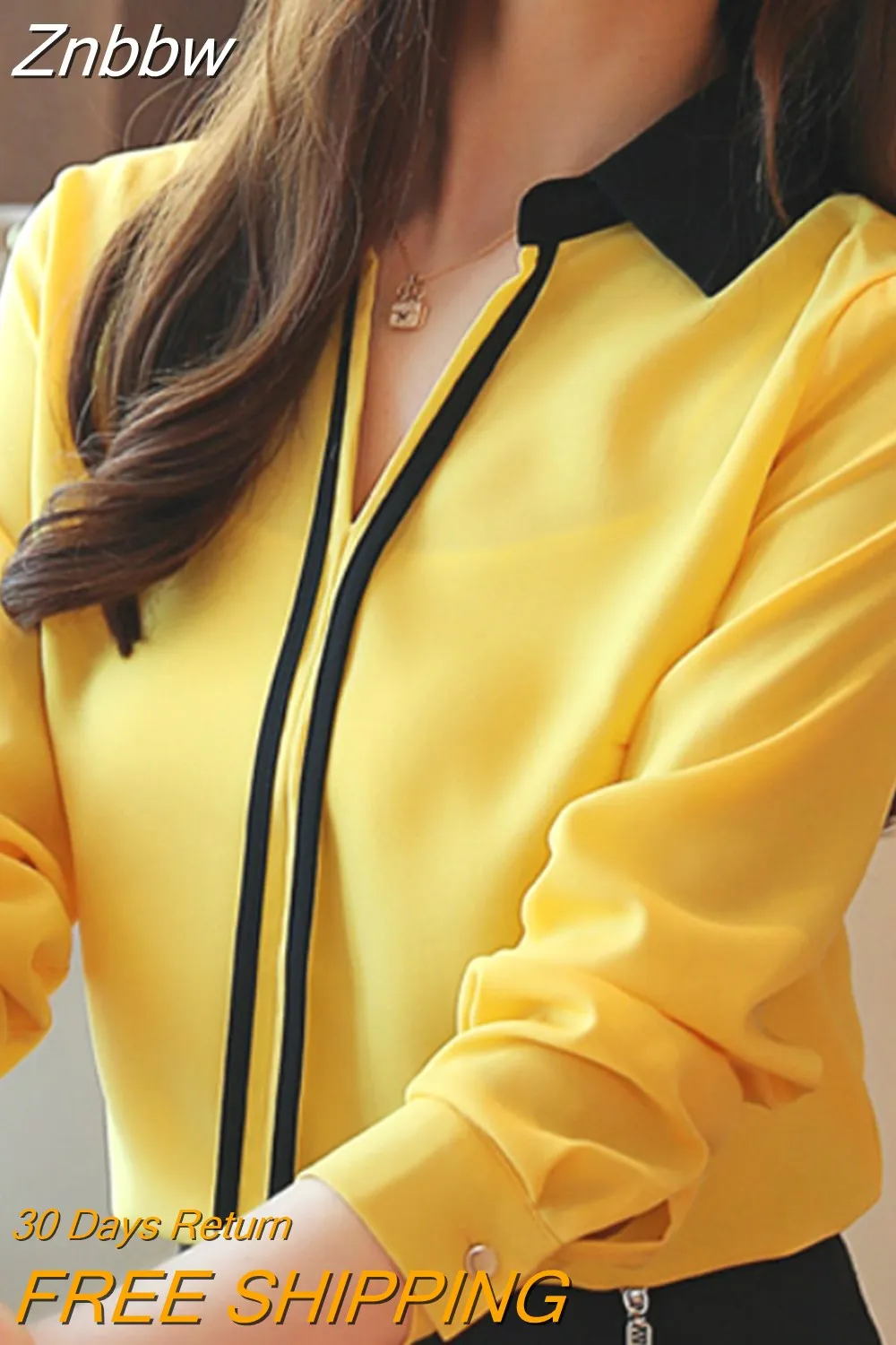 Znbbw Mujer De Moda 2023 Blouse Women Blouses Turn Down Collar Office Blouse For Women Long Sleeve Chiffon Blouse Shirt B865
