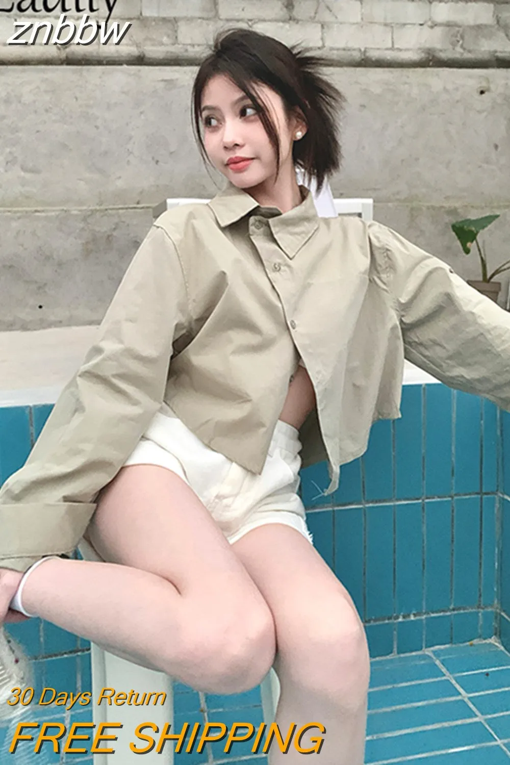 znbbw 2023 Summer Office Lady Long Shirt Women Crop Shirt Korea Style Asymmetrical Button Up Woman Blouse Work Female Clothing