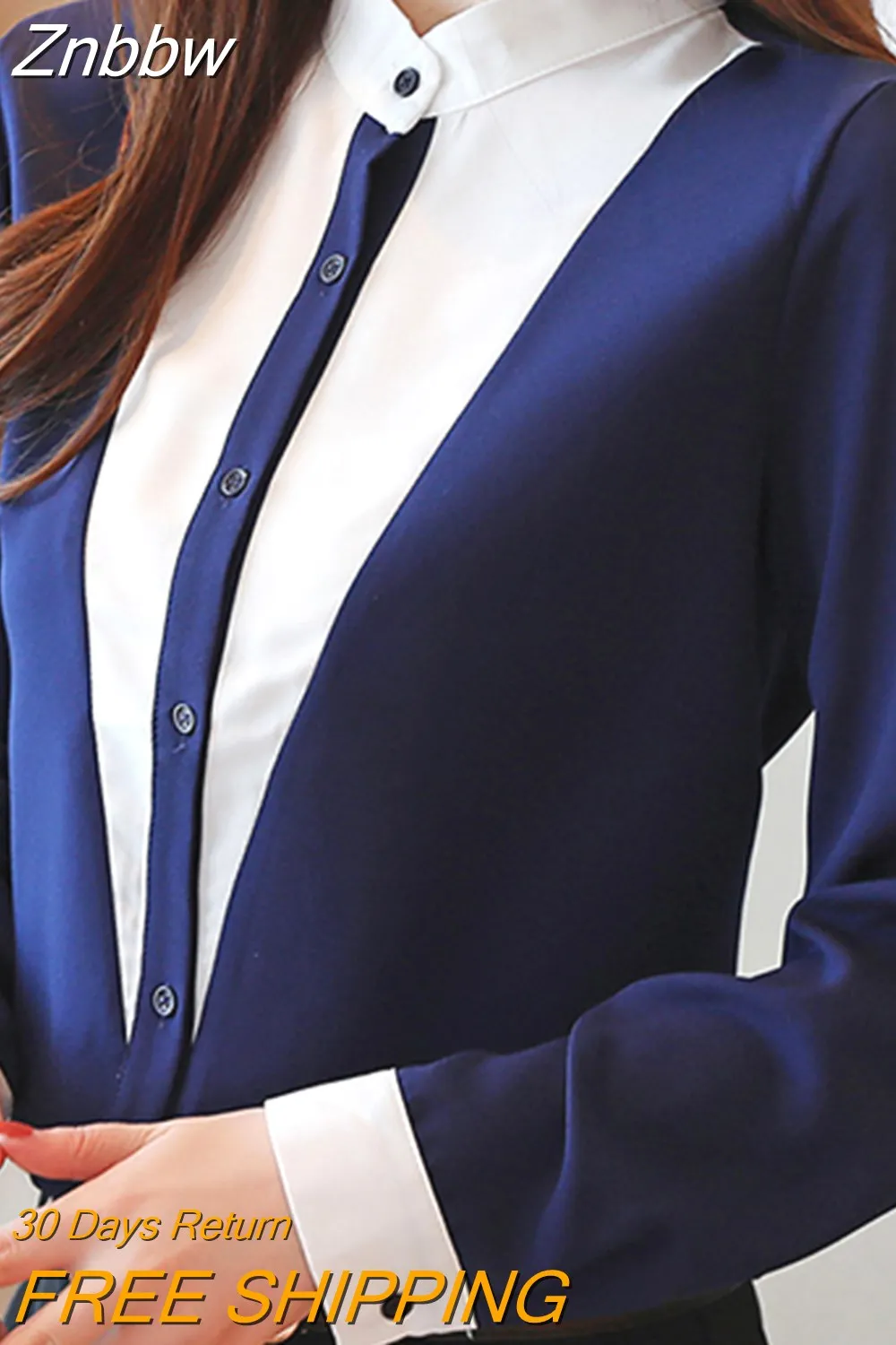 Znbbw Sleeve Chiffon Blouse Shirt Tops Blouse Women Blusas Mujer De Moda 2023 Stand Collar Office Blouse Shirt Blouses Blusa D642