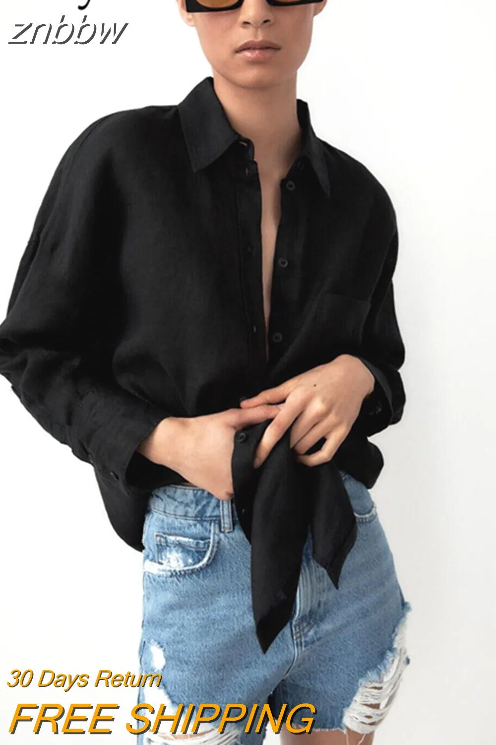 znbbw Minimalist Full Sleeve Oversize Black Women Basic Shirt Button Up Loose Woman Tuic Blouses 2023 Autumn Female Long Tops