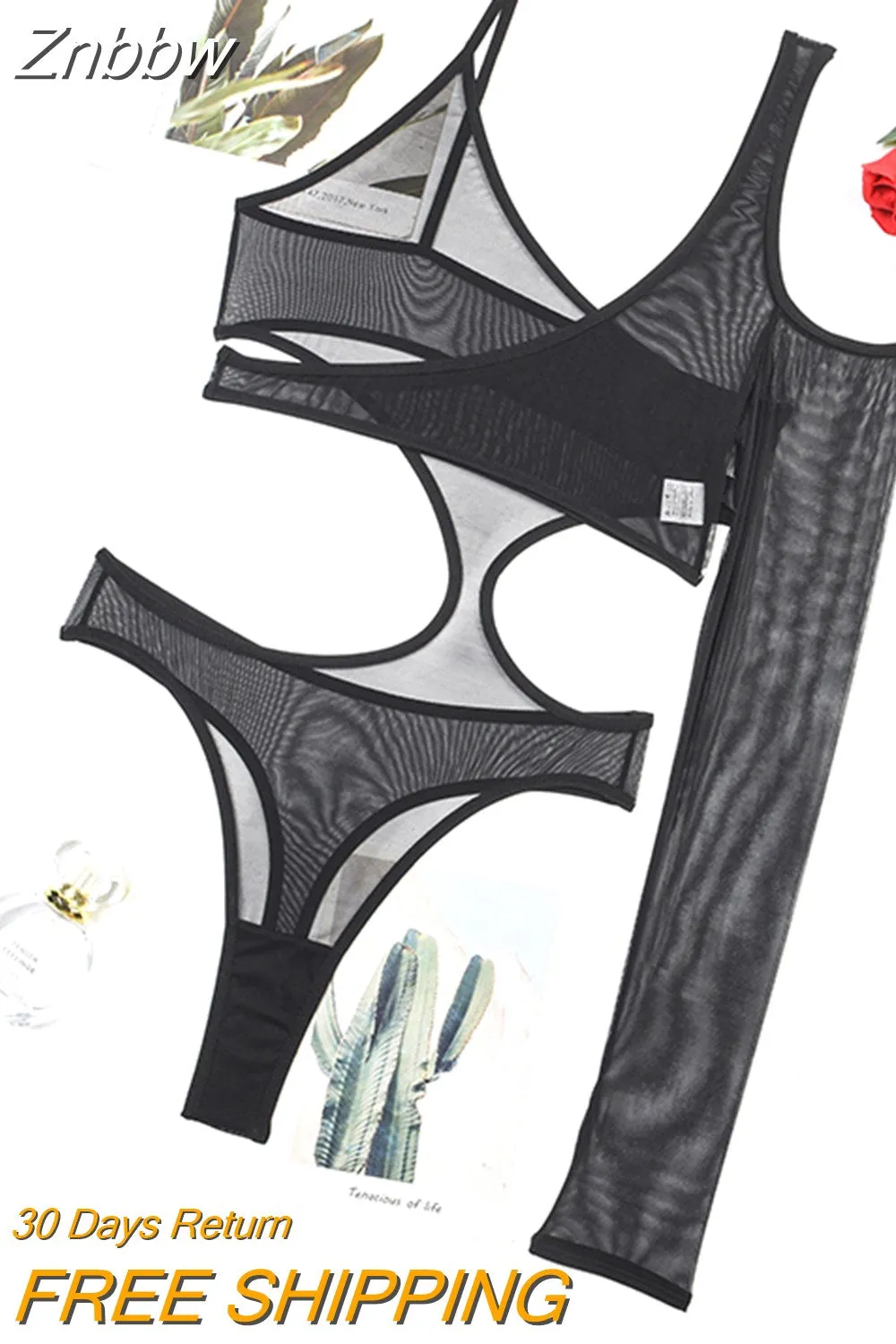 Znbbw Irregular One Piece Bodysuit Long Sleeve Tops Cut Out Waist Body Sissy Sheer Lace Tights Uncensored Mesh Bodysuits