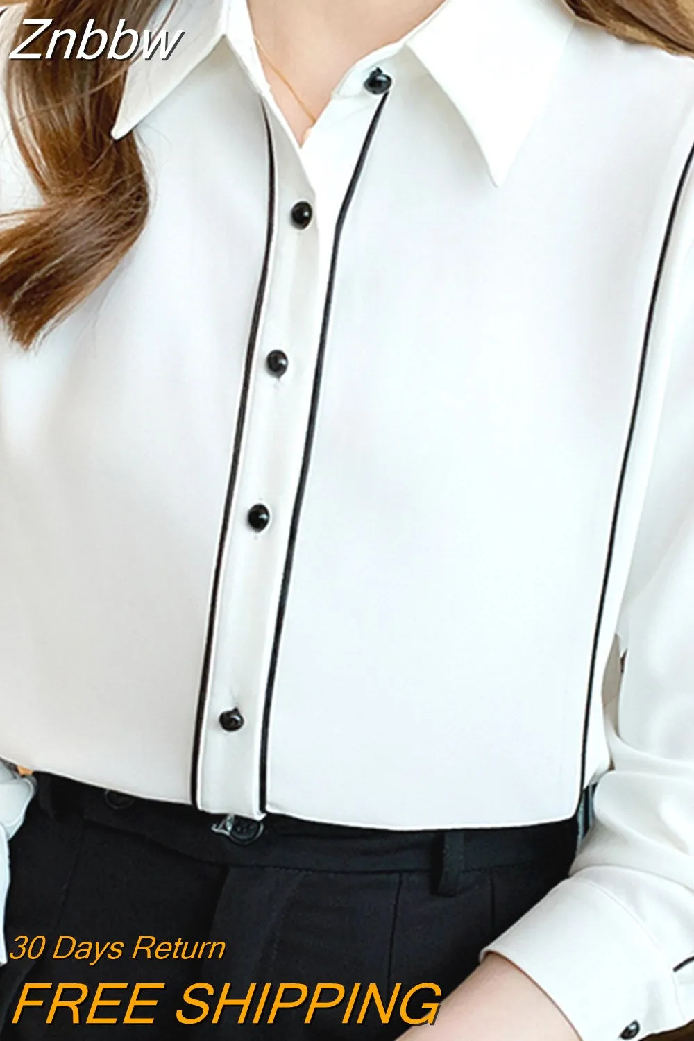 Znbbw Mujer De Moda 2023 Blouses Shirts Turn Down Collar Chiffon Blouse Shirt Women Tops Long Sleeve White Blouse Women F326