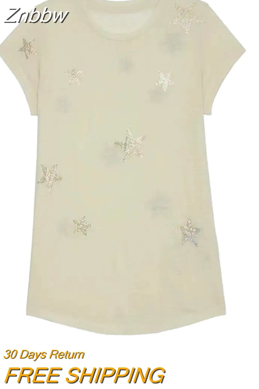 Znbbw Strass T-shirts for Women 2023 Summer Clothes Round Neck T-shirt Casual Tees Tops Female Fashion Streetwear Tee Shirt