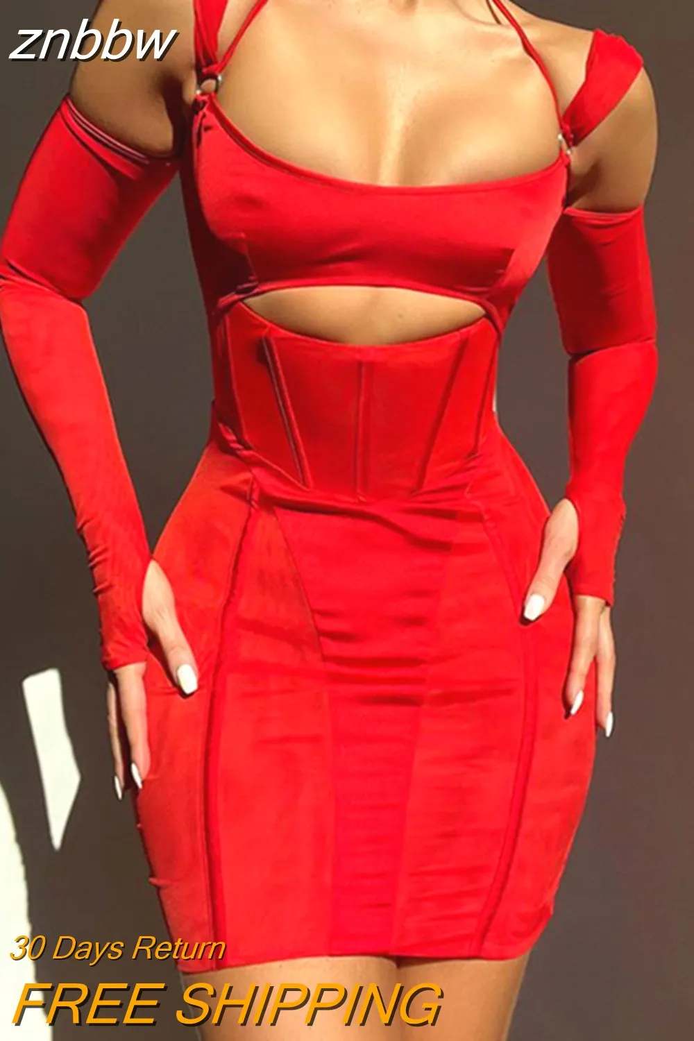 znbbw Halter Sexy Backless Cut Out Mesh Sheer Corset Mini Dress For Women Party Club Slip Bodycon Dresses Elegant Gown Skirt