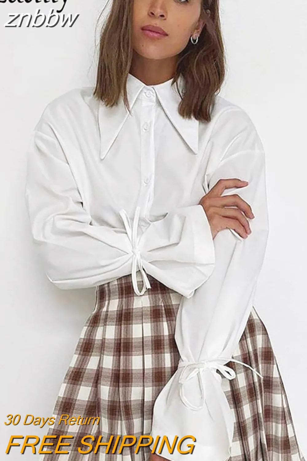 znbbw 2023 Spring Office Lady Long Sleeve Women White Basic Shirt Korea Style Button Women Tunic Blouse Work Female Clothing