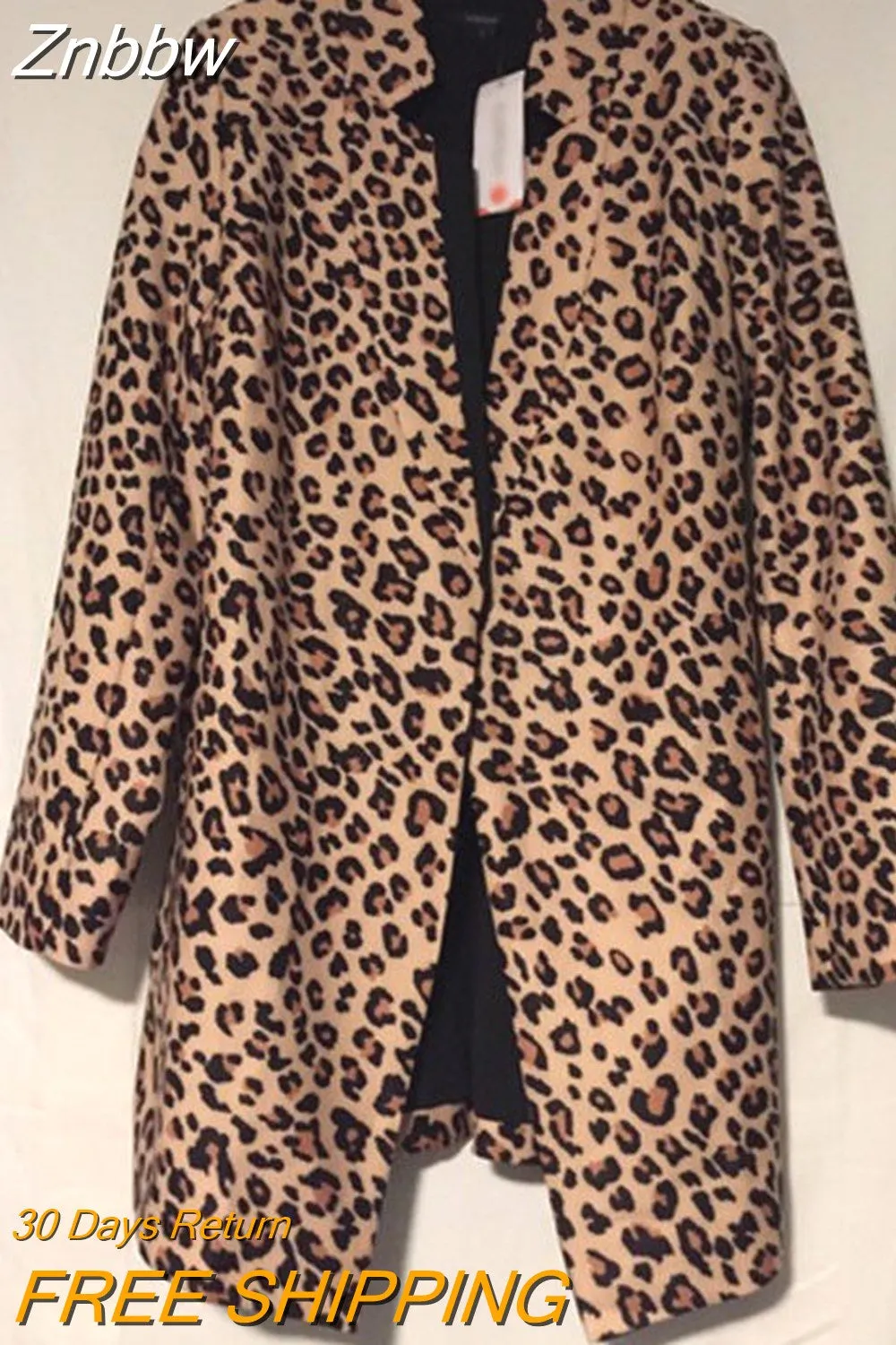 Znbbw Street Women Leopard Jacket Blazers New Office Lady Open Stitch Cardigan Jacket Suit Long Sleeve Slim Work Chic Blazer Fall
