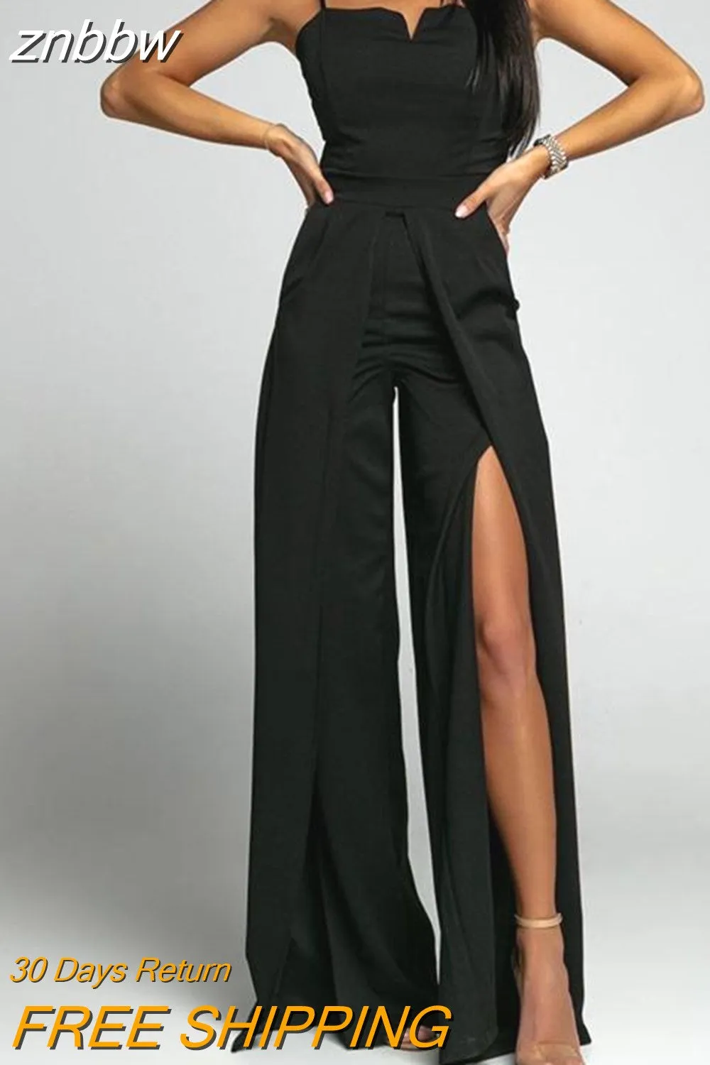 znbbw Fashion Overalls Women Summer Sexy Fashion Commuter Sling Jumpsuit Elegant Strapless Backless Slit Straight Pants Romper