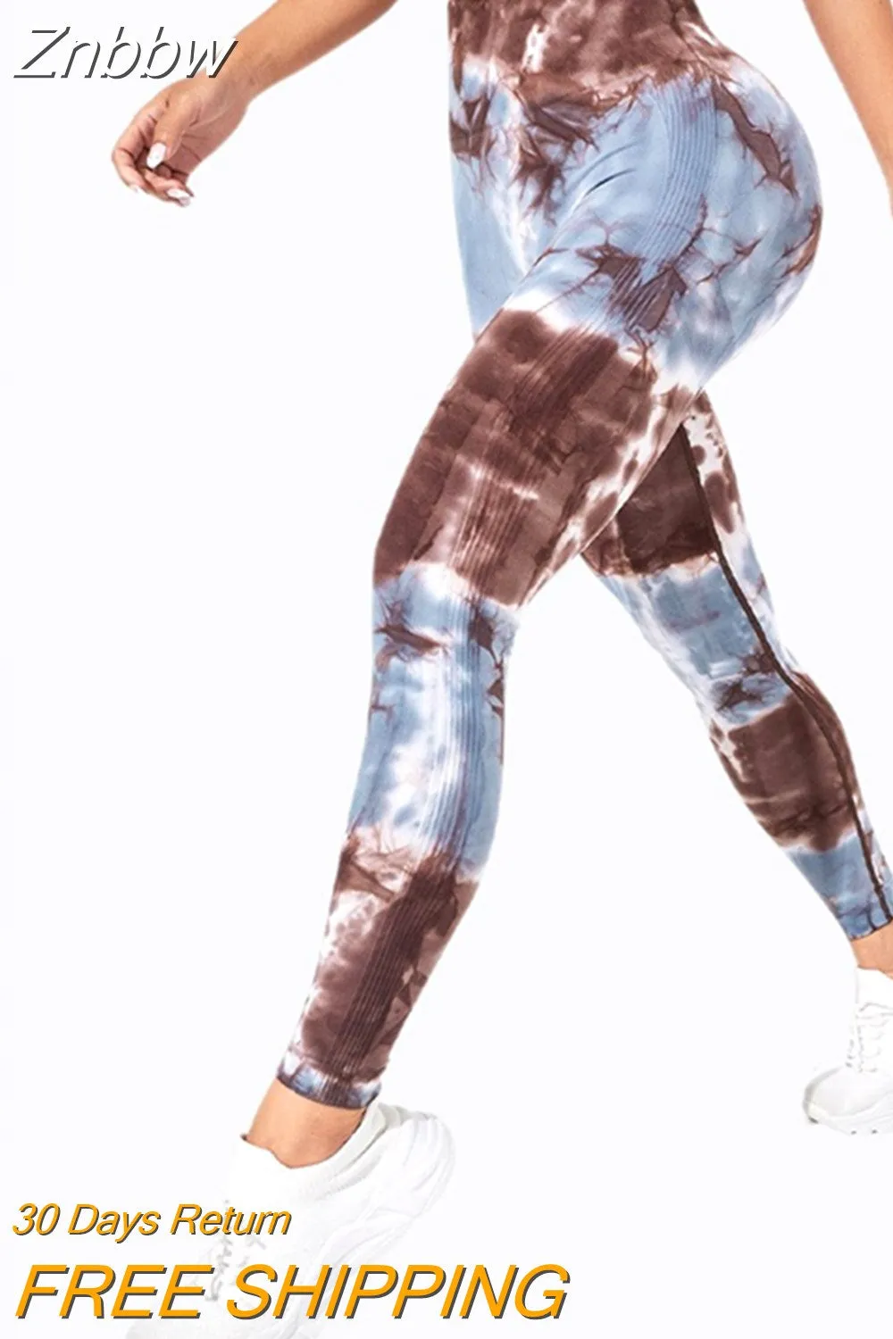 Znbbw Waist Sports Leggings Printed Gym Tights Summer Woman Running Pants Booty Lifting Leggings Tie Dye Push Up Legging