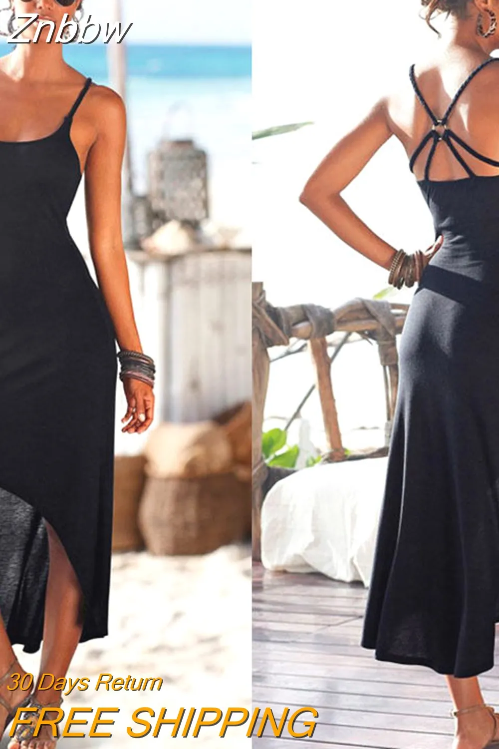 Znbbw Women Sleeveless Summer Dress Boho Maxi Long Evening Party Dress Beach New 2023 Ladies Beachwear Sundress Backless Maxi Dresses