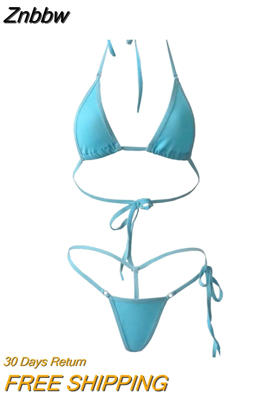Znbbw bikini new Sexy Sling Solid color Triangle Lace Thong girl Beach spa swimwear women swimsuit biquini bikinis monokini