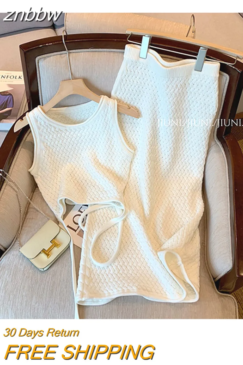 znbbw Spring Elegant Knitted Solid Color Two Piece Skirt Sets Fashion Women Lace Up Crop Tops Outfits Ladies Dress Suits